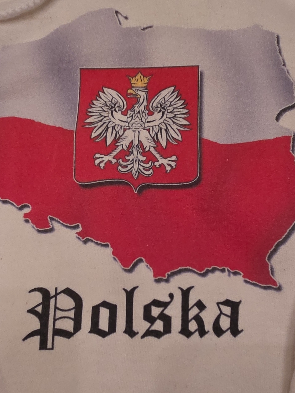 Polska White Hoodie Sweatshirt - Hanes 100% Cotton Mens S Large - Picture 2 of 5